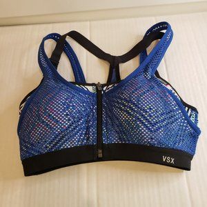 Victorias Secret VSX Wireless Racerback Zip Front 2 Layer Sports Bra Size 32 D